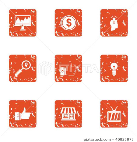 Small organization icons set, grunge style 40925975