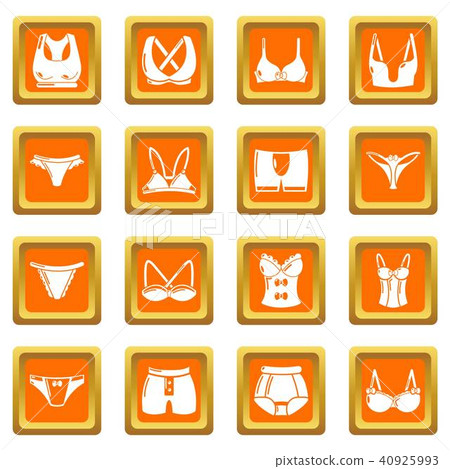 Underwear types icons set orange square vector Underwear types icons set orange square vector 40925993
