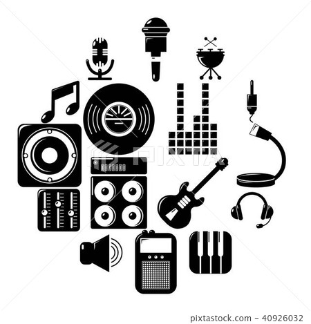 Recording studio symbols icons set, simple style 40926032