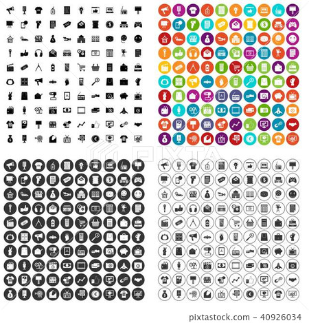 100 marketing icons set vector variant 40926034