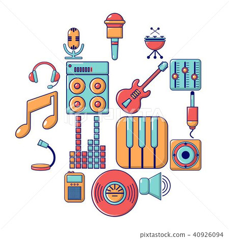 Recording studio symbols icons set, cartoon style Recording studio symbols icons set, cartoon style 40926094