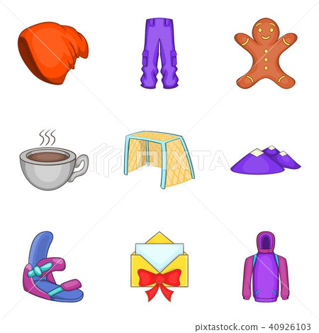 Glacial icons set, cartoon style Glacial icons set, cartoon style 40926103