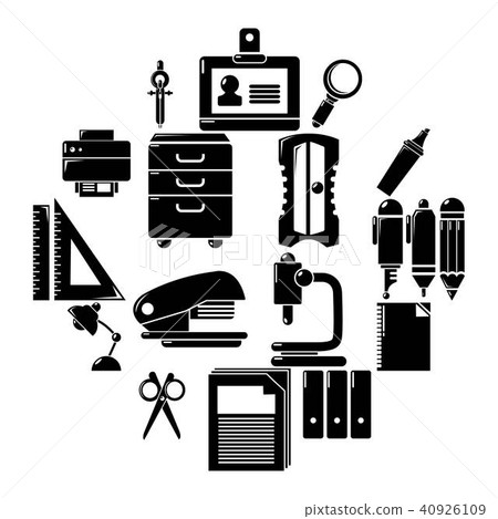 Stationery icons set, simple style Stationery icons set, simple style 40926109
