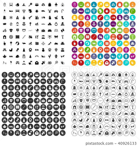 100 baby icons set vector variant 40926133