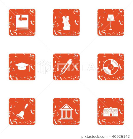 Municipality icons set, grunge style 40926142