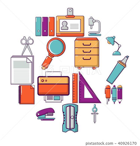 Stationery icons set, cartoon style 40926170