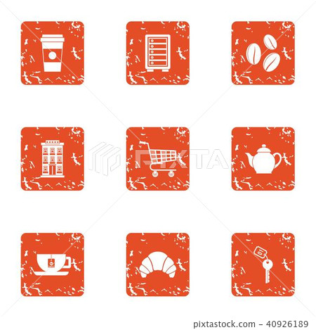 Coffeehouse icons set, grunge style 40926189
