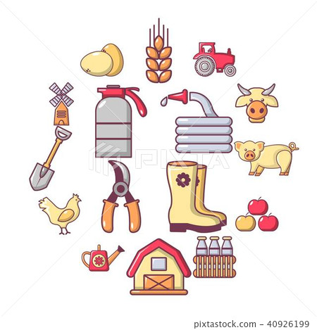 Farm agricultural icons set, cartoon style 40926199