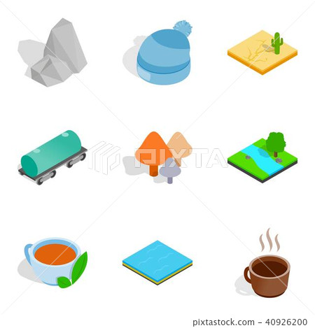 Pass the winter icons set, isometric style 40926200