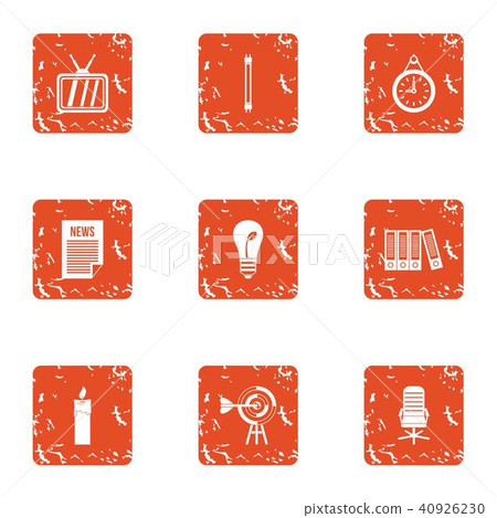 News bulletin icons set, grunge style News bulletin icons set, grunge style 40926230