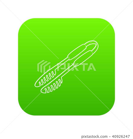 Barbecue tongs icon green vector Barbecue tongs icon green vector 40926247