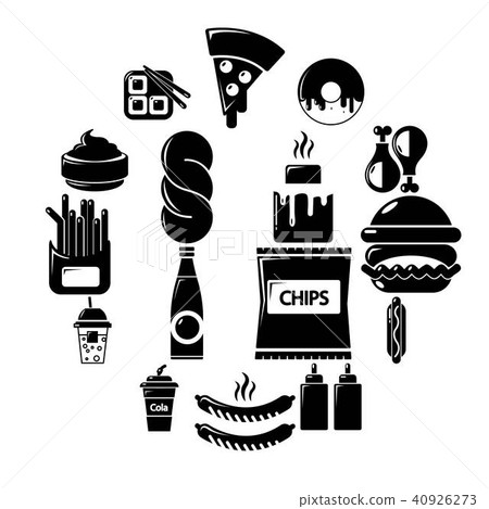 Fast food icons set, simple style Fast food icons set, simple style 40926273