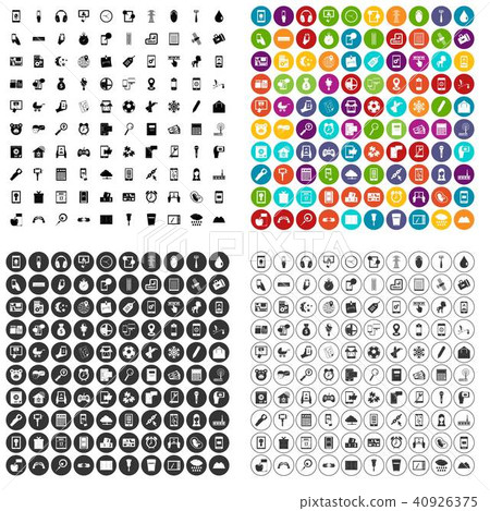 100 mobile app icons set vector variant 40926375