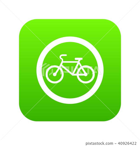 Travel by bicycle is prohibited traffic sign icon digital green 40926422