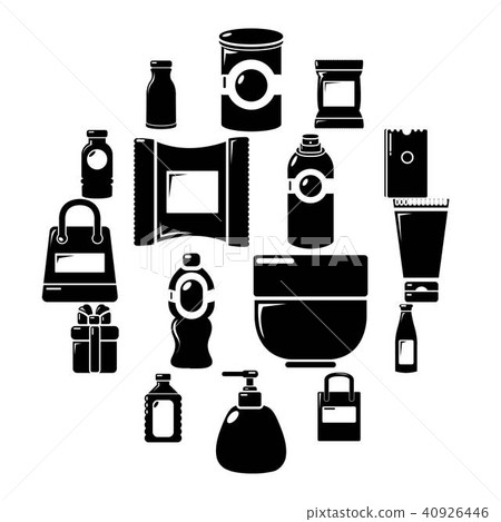 Packagiong store shop icons set, simple style 40926446