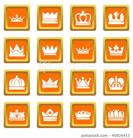 Crown gold icons set orange square vector Crown gold icons set orange square vector 40926453
