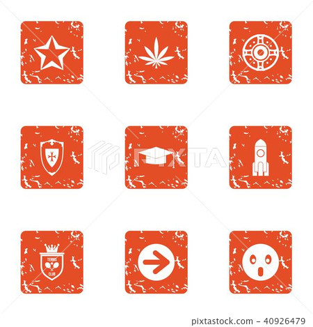 Shielding icons set, grunge style Shielding icons set, grunge style 40926479