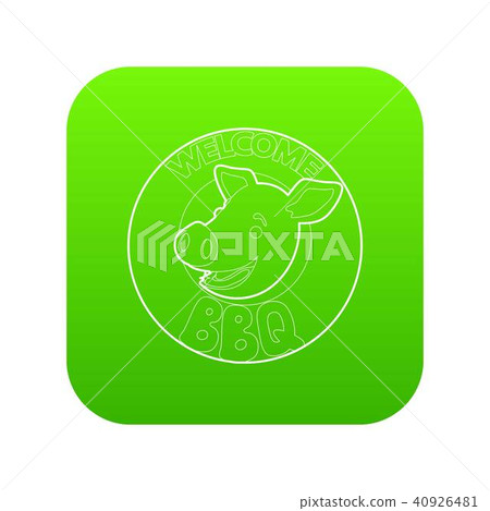 Welcome invitation to barbecue icon green vector 40926481