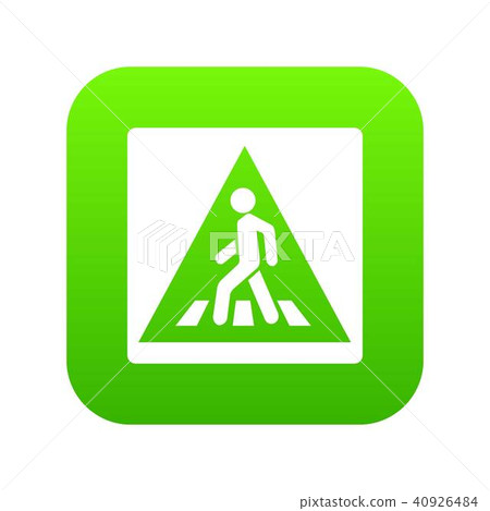 Pedestrian road sign icon digital green Pedestrian road sign icon digital green 40926484