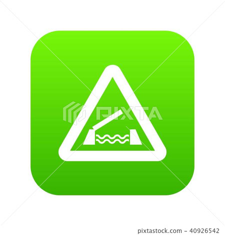 Lifting bridge warning sign icon digital green Lifting bridge warning sign icon digital green 40926542