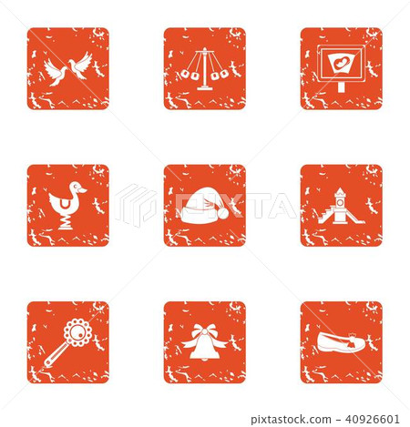 Kindergarten playground icons set, grunge style Kindergarten playground icons set, grunge style 40926601