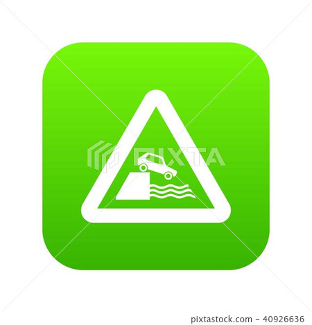Riverbank traffic sign icon digital green Riverbank traffic sign icon digital green 40926636