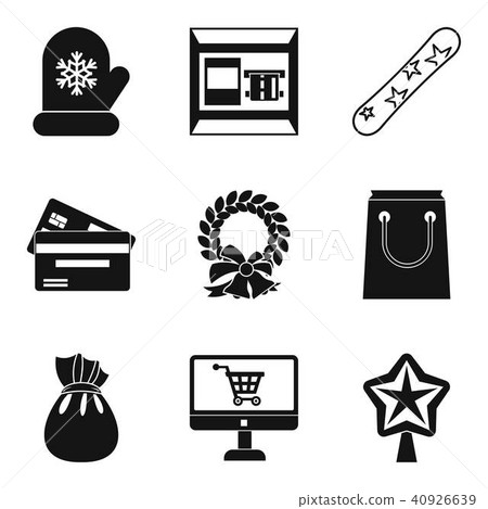 Wintery icons set, simple style Wintery icons set, simple style 40926639