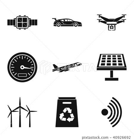 Wireless radio icons set, simple style 40926692