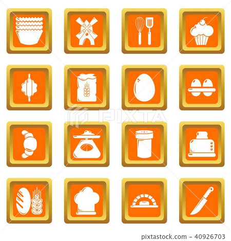 Bakery icons set orange square vector Bakery icons set orange square vector 40926703