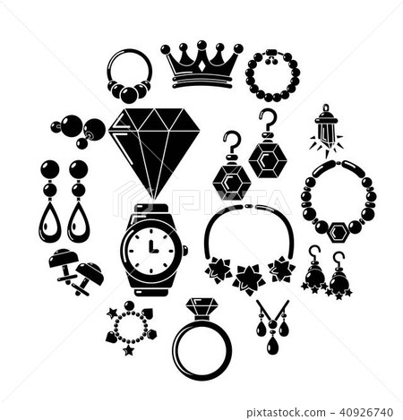 Jewelry shop icons set, simple style 40926740
