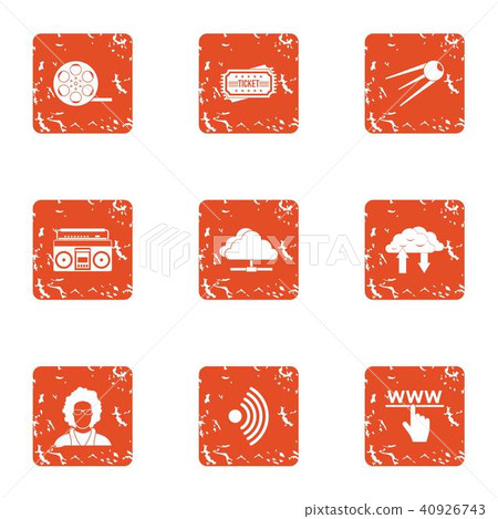 Wirelessly icons set, grunge style 40926743