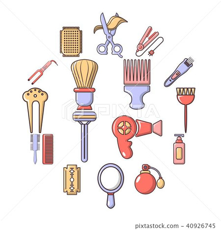 Hairdresser icons set, cartoon style 40926745