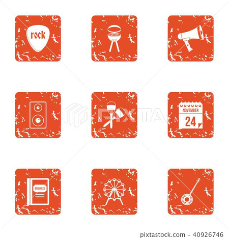 Private bbq icons set, grunge style Private bbq icons set, grunge style 40926746