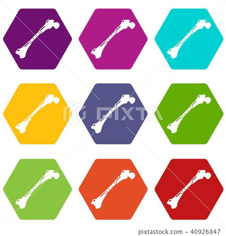 Broken bone icons set 9 vector Broken bone icons set 9 vector 40926847