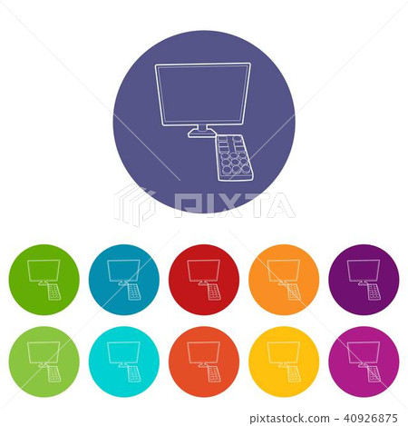 TV with remote icon, outline style TV with remote icon, outline style 40926875