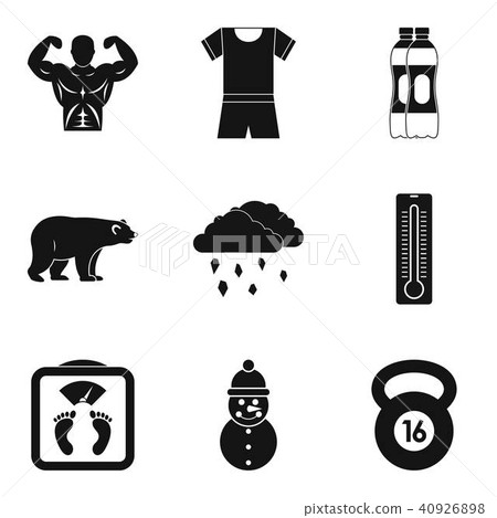 Winter playful icons set, simple style 40926898