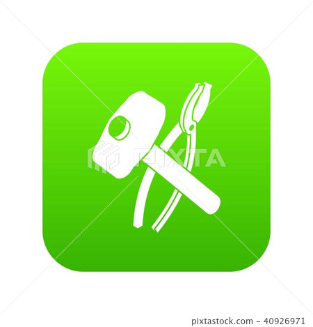 Hammer clamping mites icon green vector 40926971
