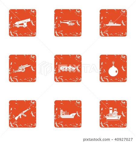 Tense military icons set, grunge style Tense military icons set, grunge style 40927027
