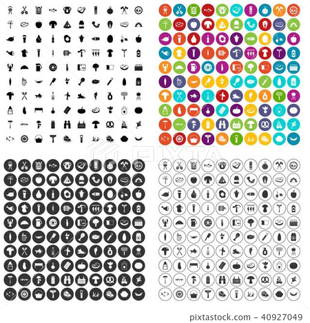 100 barbecue icons set vector variant 40927049