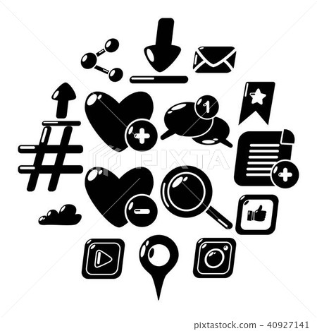 Social network icons set, simple style Social network icons set, simple style 40927141