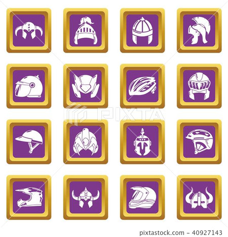 Helmet icons set purple square vector Helmet icons set purple square vector 40927143