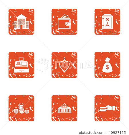 Rich city icons set, grunge style Rich city icons set, grunge style 40927155
