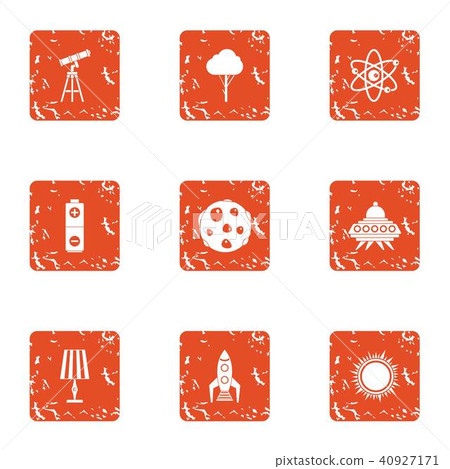 Space surveillance icons set, grunge style 40927171