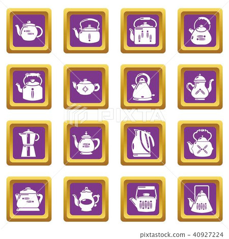Teapot icons set purple square vector Teapot icons set purple square vector 40927224