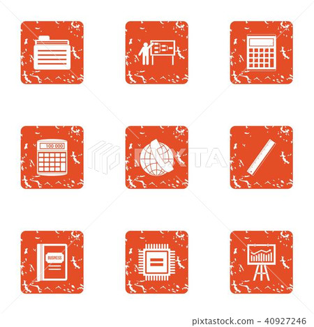 Boost the economy icons set, grunge style Boost the economy icons set, grunge style 40927246