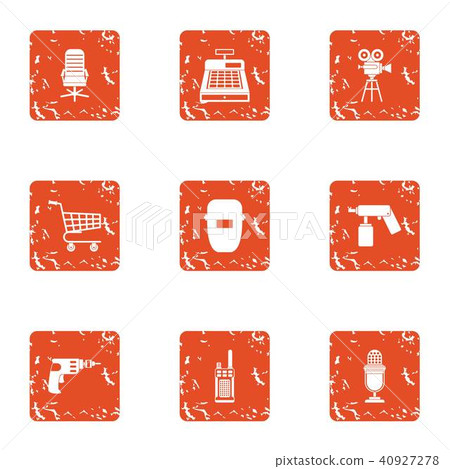 Hardware store icons set, grunge style - Stock Illustration [40927278 ...