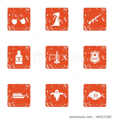 Serious crime icons set, grunge style Serious crime icons set, grunge style 40927290