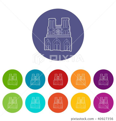 French castle icon, outline style French castle icon, outline style 40927356