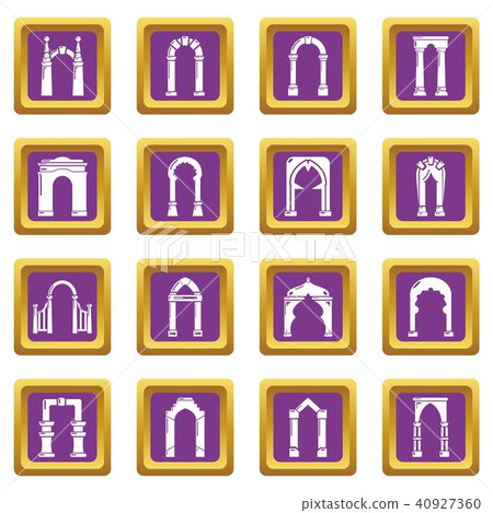 Arch types icons set purple square vector Arch types icons set purple square vector 40927360