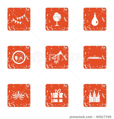 Glorification icons set, grunge style 40927399